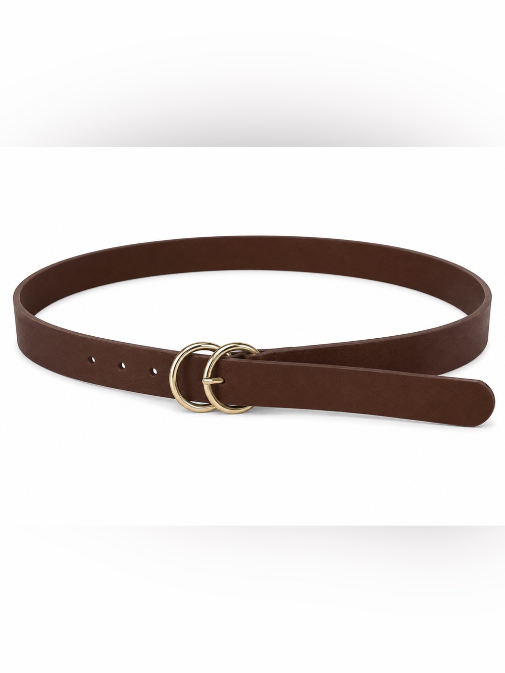 Target Brown Double-Ring Belt with Gold Buckle